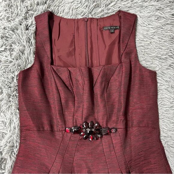 David Meister Sleeveless Square Neck Line Dress Size 4 - Picture 2 of 10